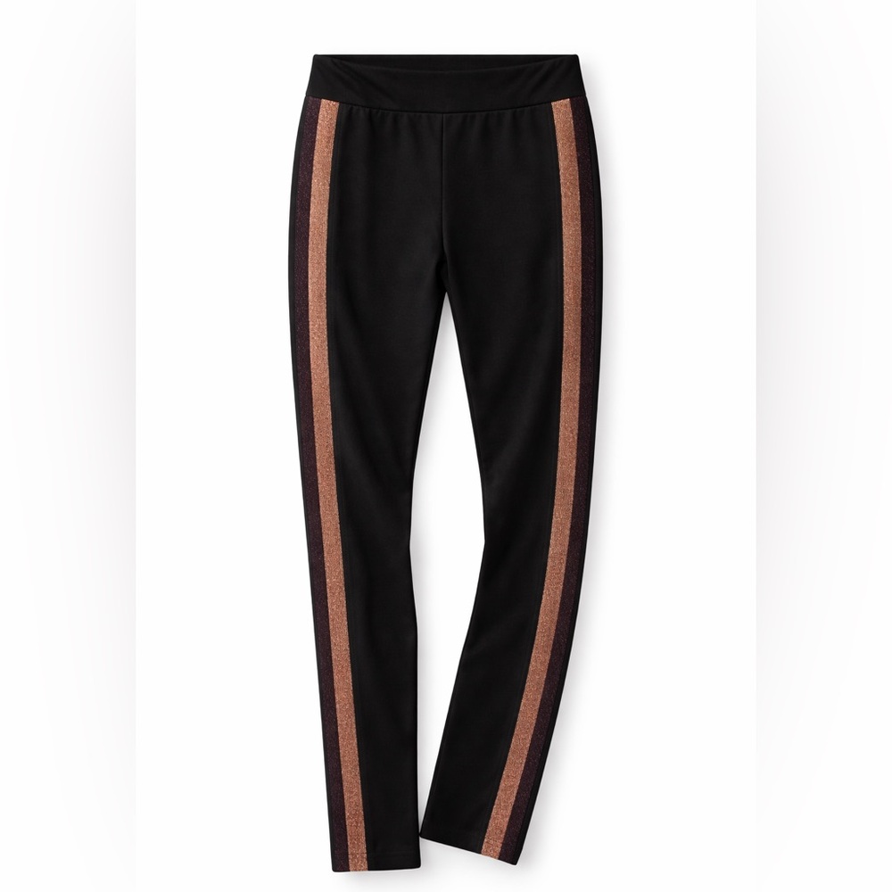 Marc New York Black Leggings with Rose Gold Side Stripes